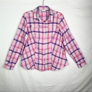 Columbia Plaid Button Down Shirt Cotton sz XL